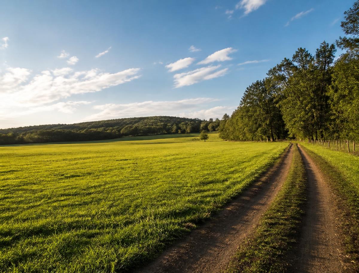 Vacant rural land with a dirt access road, the kind of property we buy for cash